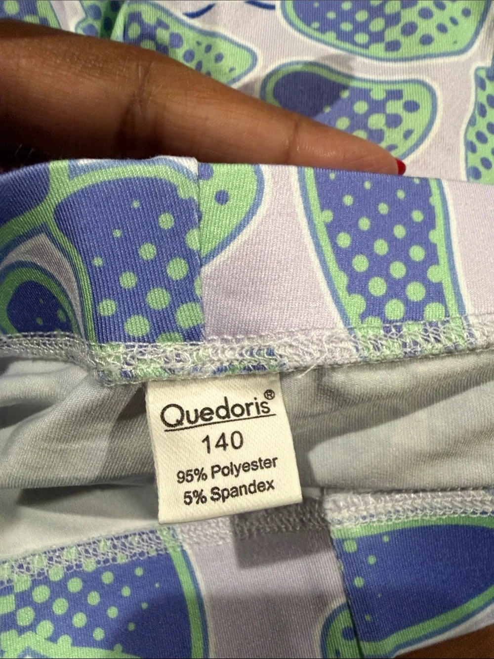 Girls' Lavender Leggings with Blue & Green Abstract Print